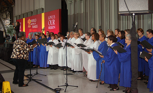 The choir performs on Sept. 22 during the opening ceremony at the World Meeting of Families at the Convention Center in Philadelphia.

The congress has drawn more than 17,000 registrants from over 100 countries.
Photos by James A. McBride