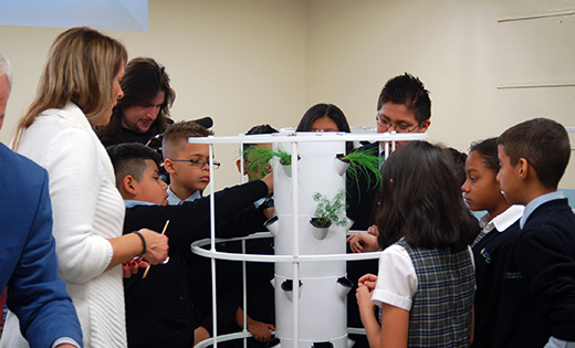 Fifth graders of St. Joseph Pro-Cathedral School in Camden help create a “tower garden” to learn about gardening and preparing their own food through “Grow Good Health with Tower Gardens” by Juice Plus+ on Nov. 17.

Photo by James A. McBride