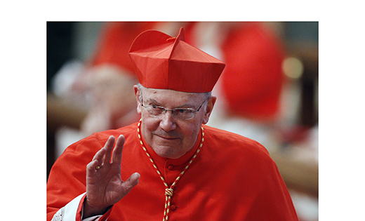 Cardinal William J. Levada, former prefect of the Congregation for the Doctrine of the Faith, waves as he arrives for a Mass with new cardinals in St. Peter’s Basilica at the Vatican in this Nov. 21, 2010, file photo. He is among the cardinals who will soon turn 80 and thus lose their eligibility to participate in a future conclave.

CNS photo/Paul Haring