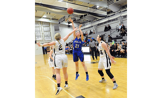 In high school girls’ basketball, Bishop Eustace defeated visiting Paul VI (Haddon Township) in Pennsauken by a score of 48-33 on Feb. 4.  Above, Paul VI’s Amanda Gosweiler launches herself, and the ball, toward the basket.

Photo by Alan M. Dumoff, more photos http://ccdphotolibrary.smugmug.com