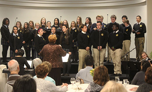 Students representing all Camden Diocesan high schools will combine their musical talents at Christmas Amore, the 2016 concert to support the South Jersey Scholarship Fund. The group received a standing ovation after a sneak preview at the diocesan benefactors’ thank you event on Oct. 24, under the direction of Holy Spirit High School, Absecon, music teacher Claire Collins.

Photo by Mary McCusker