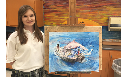 Laura Howard, a senior at Camden Catholic High School, Cherry Hill, has received a scholarship to Moore College of Art & Design in Philadelphia. The Visionary Woman Honors Program will provide her with a $20,000 per year scholarship to focus on her fine art studies. Only 15 students are admitted to the program each year.