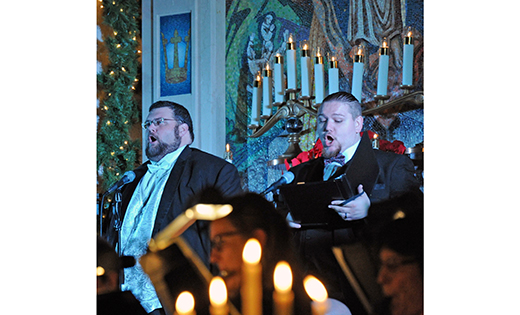 David Hobbs and Joseph Gonzalez bring “The Sounds of Christmas” to revelers at Church of the Assumption in Wildwood Crest last Sunday, as part of the 16th annual concert event featuring the Bel Canto Lyric Opera Company and Symphony Orchestra.

Photo by Alan M. Dumoff