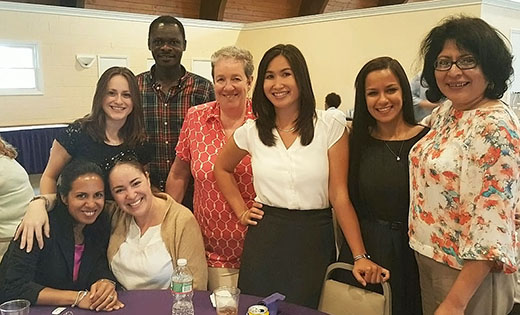 Silvia Hirsch, back center, is pictured with several of her colleagues in the Welfare to Work program at a conference. A member of the staff of Catholic Charities, Diocese of Camden, she died Dec. 6, 2016, in Argentina.