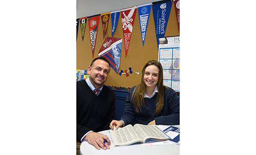 Sal Zuccarello of Wildwood Catholic works with Casey Manera. Helping students and families navigate the road from freshman year of high school to a post-graduation plan is at the core of every South Jersey Catholic high school.