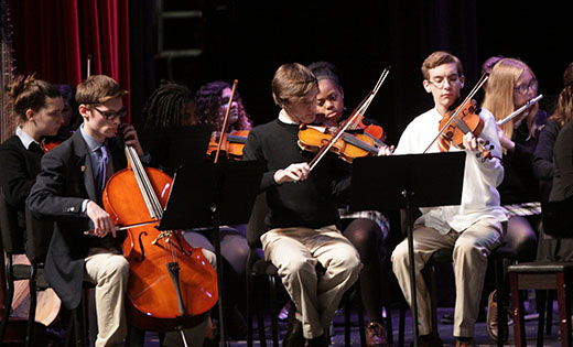 A choir and orchestral ensemble with students from the six high schools in the Diocese of Camden performs.

Photos by Michael Walsh and James A. McBride