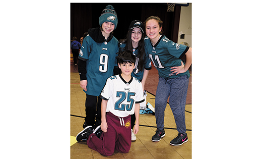 Photo by Cynthia Soper

Anthony Faiola, Paul Coelho, Olivia Brocious and Isabella Farnoly of Christ the King School, Haddonfield, wear their Eagles gear on Jan. 30 as they celebrate Catholic Schools Week and look forward to the Super Bowl.