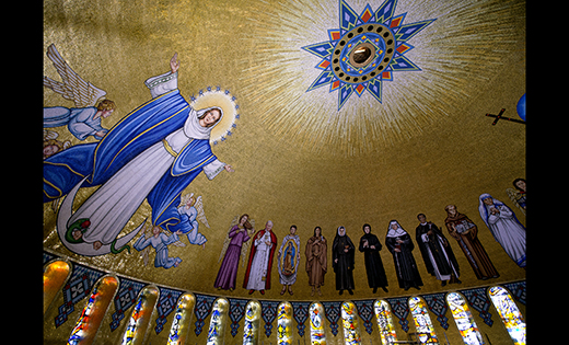 Mosaic tiles depicting the Immaculate Conception and various saints are seen in the Trinity Dome at the Basilica of the National Shrine of the Immaculate Conception in Washington.

CNS photo/Tyler Orsburn