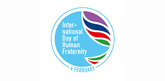 This is the logo for the Feb. 4 International Day of Human Fraternity, a new effort to promote dialogue between cultures and religions. Pope Francis was among several world and religious leaders who participated in a virtual meeting Feb. 4 to mark the celebration, which has been established by the United Nations. (CNS photo/Vatican News, handout)