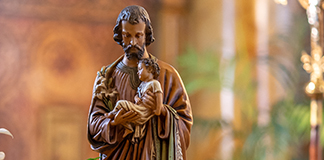 Pictured is a statue of Saint Joseph in Saint Joseph Church, Camden. Bishop Dennis Sullivan has designated the church, located at 1010 Liberty Street, as the diocesan pilgrimage site for the Diocese of Camden for the Year of Saint Joseph. (Photo by Dave Hernandez)