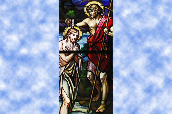 Christ's baptism by St. John the Baptist at the Jordan River is depicted in a stained-glass window at the Co-Cathedral of St. Joseph in Brooklyn, N.Y. During Advent, we are extolled to prepare the way of the Lord, and are given the example of John the Baptist, the voice crying out in the wilderness. (CNS photo/Gregory A. Shemitz)