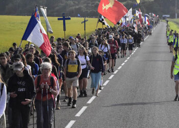 A record number of 16,000 Catholics participate in the 41st annual traditional Catholic Pentecost pilgrimage from Paris to Chartres, organized May 27-29, 2023, under theme "Eucharist Salvation of Souls." Some 330 priests and seminarians took part in the pilgrimage. (OSV News photo/courtesy Notre-Dame de Chrétienté)