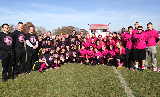 In the days leading up to Thanksgiving, several Camden Diocesan high schools held their annual Powder Puff Football Game. Junior and senior girls from St. Joseph, Hammonton (top); Gloucester Catholic (bottom right); and Camden Catholic, Cherry Hill (bottom left) battled each other on the gridiron and raised money for charity.