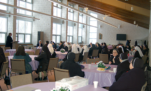 Diocesan religious attend a Lenten Day of Reflection for Religious Feb. 21 at St. Anthony of Padua Church in Hammonton. The presenter was Francis Berna, O.F.M., who currently serves as director of the Graduate Religion Program in Theology and Ministry at LaSalle University in Philadelphia. He spoke on “Ancient Vows for Modern Times.”

Photo by James A. McBride