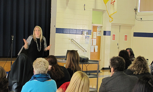 Maria Ippolito, director of School Marketing and Communications for the Catholic Schools Office of the Archdiocese of Chicago, leads a workshop to over 50 Diocesan elementary school principals, advancement directors and parents about the archdiocese’s highly successful Parent Ambassador Program.  The morning-long event sponsored by the Office of Catholic Schools was held at Our Lady of Mt. Carmel Regional School in Berlin.