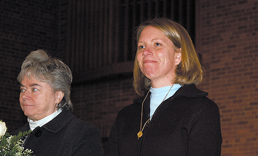 Sister Karen Dietrich, Ph.D., of Catholic Partnership Schools, (left), Sister Julie Firsch of the Romero Center, Camden, and other sisters involved in Camden ministries were honored at St. Joseph Pro-Cathedral, Camden, on Feb. 1. Also honored were Sister Veronica Roche, Sister Sharon McCarthy and Sister Donna Minster.

Photo by James A. McBride