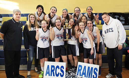 Assumption Regional School, Galloway, girls varsity team, with an undefeated season, placed first in the Catholic League playoffs held recently at Holy Spirit High School, Absecon.