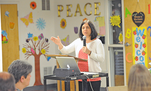 Caroline Gambale-Dirkes conducts an evangelization workshop April 29 at Our Lady of Peace Parish, Williamstown. It was the last in a series of three workshops sponsored by the Office of Evangelization, Diocese of Camden.

Photo by Alan M. Dumoff, more photos, ccdphotolibrary.smugmug.com