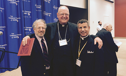 Father Joseph D. Wallace stands with Rabbi Lewis Eron from Cherry Hill and Cardinal Timothy M. Dolan of New York.