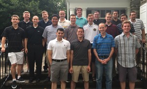 Seminarians of the Camden Diocese gather at Bishop Dennis Sullivan’s residence in Woodbury on July 15.