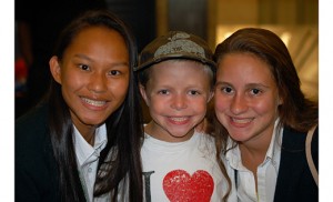 Camden Catholic High School, Cherry Hill’s Caroline Smith and Cecilia Wigginton, with Cecilia’s brother Joseph, made the trip to New York to attend Mass with Pope Francis in Madison Square Garden on Sept. 25. Photo by James A. McBride