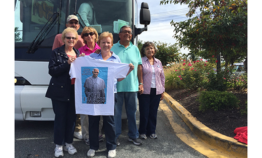 A group poses in front of their bus on the way to Washington, D.C. to see Pope Francis’ address to the Joint Session of Congress on Sept. 24.