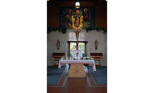 Father Piotr Szamocki, pastor of Saint Joachim Parish in Bellmawr, celebrates an All Souls Day Mass on Nov. 2 at New St. Mary Mausoleum in Bellmawr. On that day, Masses were celebrated in Catholic cemeteries in the six counties of the Diocese of Camden.

Photo by James A. McBride
