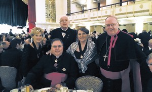 Bishop Dennis Sullivan with Sheryll McGravey, Msgr. Louis Marucci, pastor of St. Andrew the Apostle Parish, Gibbsboro, Daniel McGravey, and Kathryn M. Emrich.