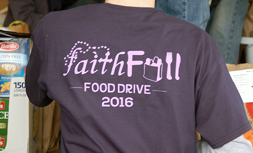 A Paul VI High School student wears a T-shirt with FaithFULL Food Drive 2016 logo.

Photo by James A. McBride