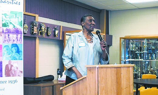 Theresa Robinson shares her story of food insecurity at Christ Our Light in Cherry Hill on March 10 during the parish’s annual “Lenten Soup Supper,” an event raising awareness for hunger.

Photo by Joanna Gardner