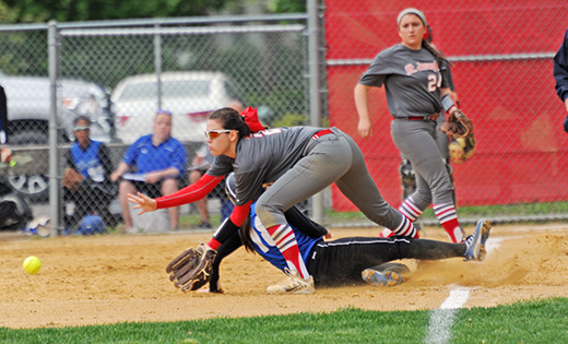 In high school girls’ softball, the Saint Joseph Wildcats defeated the visiting Wildwood Catholic Crusaders 2-1 in Hammonton on May 11. Right, the Crusaders’ Mia Capozzoli slides safely into third base.

Photo by Alan M. Dumoff, more photos ccdphotolibrary.smugmug.com