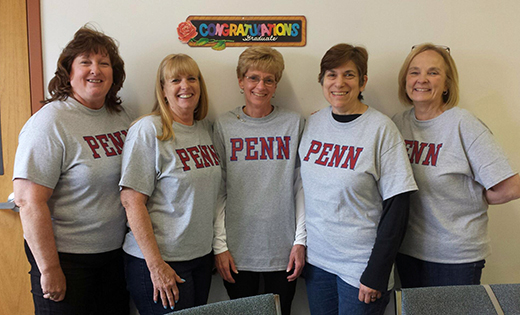 K-2 teachers from Our Lady of Hope Regional School in Blackwood celebrate their collaborative experience with the Penn Literacy Network. Pictured from left are Terry McDonald, MaryAnn Kiessling, Dottie Kantner, Paula Iacone and Rose McNally.