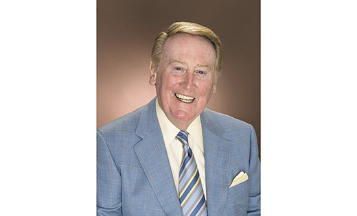 Los Angeles Dodgers announcer Vin Scully received the Gabriel Personal Achievement Award from the Catholic Academy of Communication Professionals at the Catholic Media Conference in St. Louis June 2.
(CNS photo/Jon Soohoo, Los Angeles Dodgers)