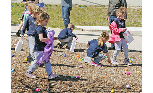 Ahead of Easter Sunday, schools and parishes throughout South Jersey held fun events for all ages.  Above, children scramble for eggs during Cape Trinity Catholic’s Easter egg hunt on April 4 in North Wildwood while, bottom, Sister Sheila Murphy, SSJ, school principal, is pictured with the featured guest last Saturday at Our Lady Star of the Sea Parish’s “Breakfast with the Easter Bunny” in Cape May.

Photos by Alan M. Dumoff