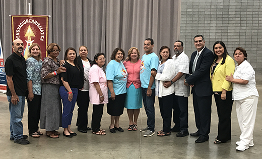 Hispanic Catholics from South Jersey pose for a photo while attending an international conference held in Pittsburgh to celebrate 50 years of the Catholic Charismatic Renewal. Pictured second from right is Kathia Arango, national coordinator for the Hispanic Catholic Charismatic Renewal (CCR) in the United States and Canada.