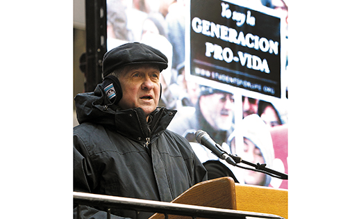 Cardinal Blase J. Cupich of Chicago speaks to thousands of participants who braved frigid temperatures during Chicago’s March for Life Jan. 14.

CNS photo/Karen Callaway, Chicago Catholic