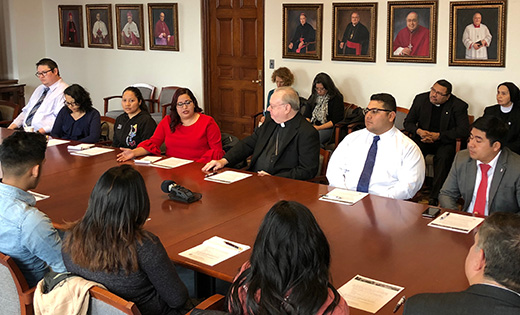 Photo by Mike Walsh

Bishop Dennis Sullivan of the Diocese of Camden met with 12 Dreamers today from around Southern New Jersey, where he listened to thier stories and fears and offered them the support of the Diocese and the United States Catholic Conference of Bishops.