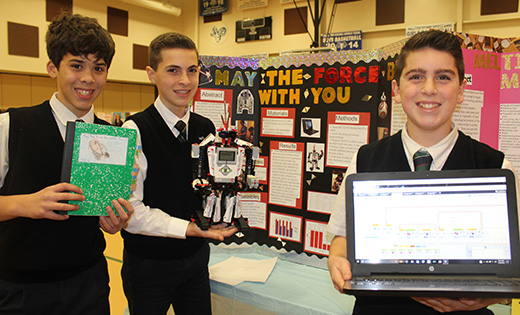 Students displayed and defended their science fair projects at Assumption Regional Catholic School, Galloway, on Jan. 29. A cross-curricular effort, projects were graded for writing and science. Judges included students from Holy Spirit High School, Absecon, and adults in the community with relevant professional backgrounds.