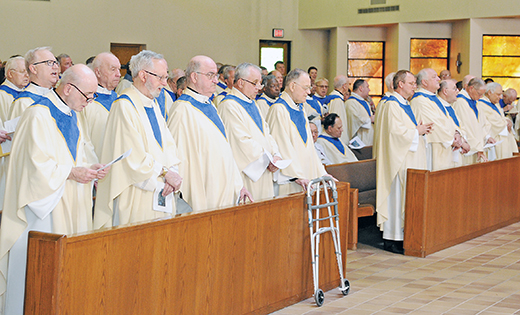 Priests of the Camden Diocese who have been ordained 25, 40, 50 or 60 years gathered at Saint Mary Church, Cherry Hill, on May 8 to celebrate Mass with Bishop Dennis Sullivan.

Photo by Alan M. Dumoff
