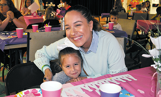 Vanessa Schultz and her daughter Espi, who attends the Saint Mary School, Williamstown, 3-year-old preschool program, celebrate Mothers Day at the school’s Mommy and Me Sweetheart Tea.