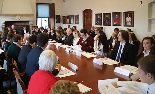 Attending the meeting were student representatives from the nine Catholic secondary schools in South Jersey.