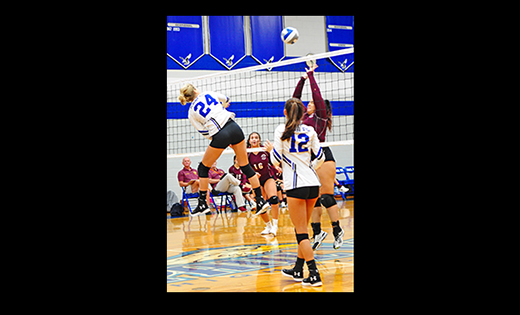 Julia Boberick of Paul VI, Haddonfield, powers the ball over the net in the team’s 2-1 win over visiting Gloucester Catholic on Oct. 9.

Photo by Alan M. Dumoff