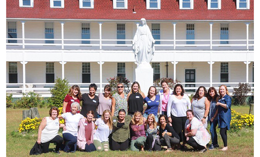 Assumption school principal Joan Dollinger and school mothers celebrate a day of reflection and prayer at St. Mary by-the-Sea retreat house in Cape May Point. Dollinger sees opportunities for families – not just students – to develop spiritually in a Catholic school environment.