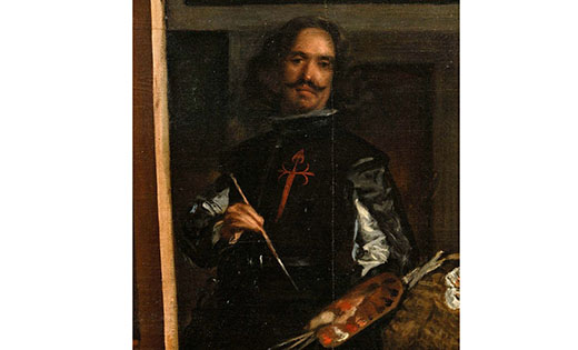 A detail from Diego Velázquez’s 1656 painting “Las Meninas.” In place of a signature on his own painting “The Ecumenical Council,” Salvador Dalí offers the viewer a similar self-portrait in the lower-left hand corner, widely recognized to be a tribute to Velázquez.

Public domain