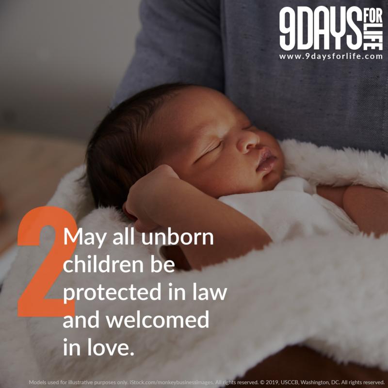 Pictured is promotional material for the U.S. Conference of Catholic Bishops' annual "9 Days for Life" prayer and action campaign, which takes place Jan. 21-29. The pro-life novena is sponsored by the USCCB Secretariat of Pro-Life Activities and coincides with the annual March for Life marking the anniversary of the Supreme Court's 1973 Roe v. Wade decision legalizing abortion across the country. This year's march takes place Jan. 24. (CNS) See NINE-DAYS-LIFE-CAMPAIGN Jan. 16, 2020.