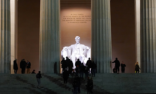 People are seen visiting the Lincoln Memorial in Washington Dec. 15, 2019. Dedicated in 1922, the monument honors Abraham Lincoln, the 16th president of the United States. Presidents’ Day, a federal holiday celebrating all U.S. presidents, is observed Feb. 17 in 2020


 (CNS photo/Gregory A. Shemitz)