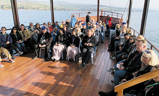 Fifty-six Catholics from the Diocese of Camden recently made a pilgrimage to the Holy Land. They are pictured on a boat in the Sea of Galilee.