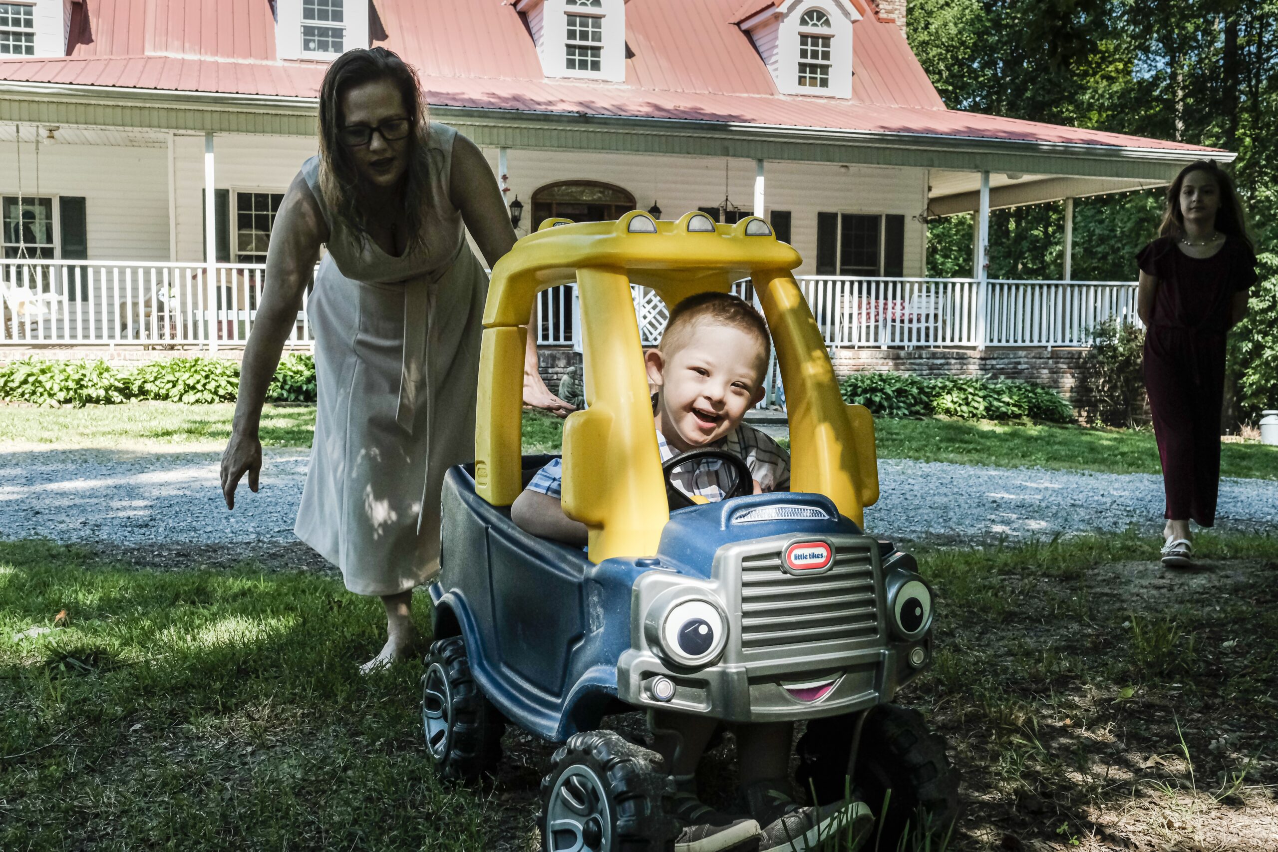 Mikey Schachle, 5, plays in front of the house where he lives with his parents, Daniel and Michelle, and siblings in Dickson, Tenn., June 2, 2020. Five years ago, Dan and Michelle prayed to Father Michael McGivney, founder of the Knights of Columbus, to intercede with God to save their son, still in his mother's womb, who was given no hope of surviving a life-threatening case of fetal hydrops. (CNS photo/Rick Musacchio, Tennessee Register)