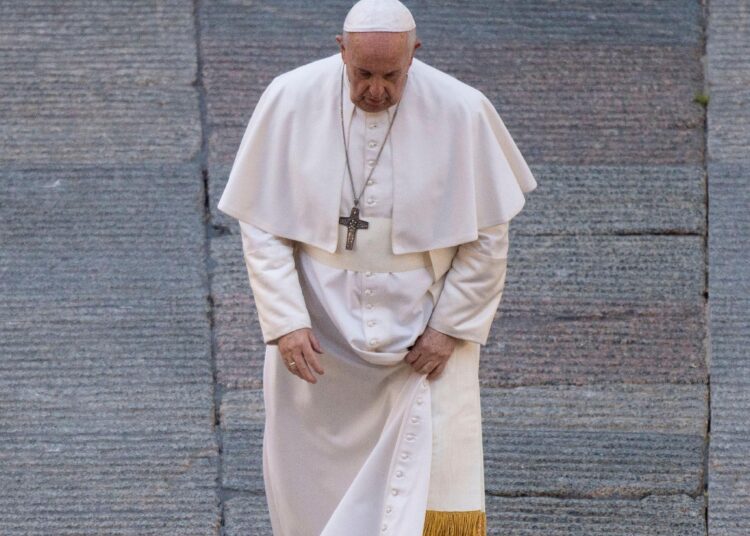 This is the movie poster for the documentary film "Francesco." The Catholic News Service classification is A-II -- adults and adolescents. Not rated by the Motion Picture Association. (CNS photo/Francesco Docet Film)