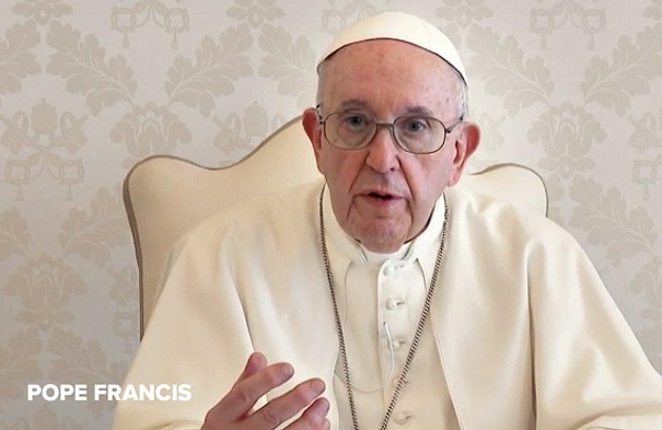 Pope Francis is pictured in a video for an ad campaign promoting COVID-19 vaccines throughout the Americas. (CNS Screenshot/ courtesy Ad Council)